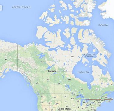 50 proc. Kanadyjczyków mieszka poniżej zaznaczonej na czerwono linii.
