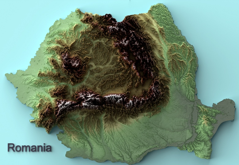 Reliefowa mapa Rumunii