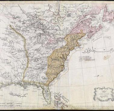 Ottomańska mapa Ameryki Północnej z początku XIX wieku.