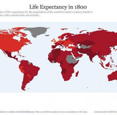 Oczekiwana długość życia na świecie ok. 1800 roku