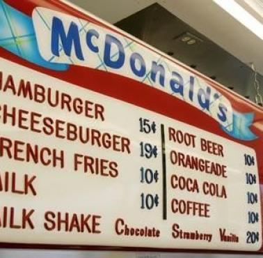 Menu McDonalda (lata 60-te)