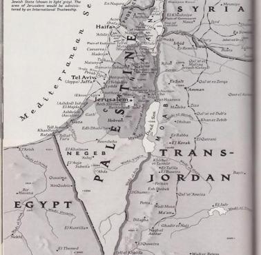 Mapa Palestyny z połowy XX wieku (1947)