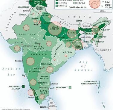 Muzułmanie w Indiach (dane 2011)