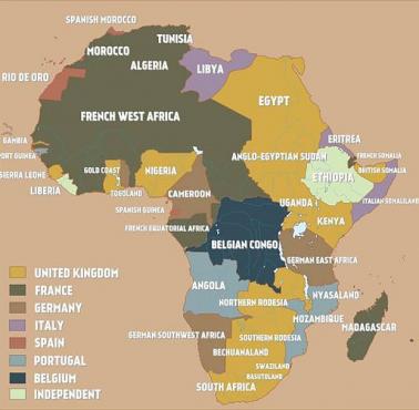 Podział Afryki tuż przed I wojną światową.