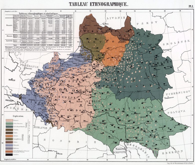 Mapy etnograficzne zachodniej części Rosji autorstwa Rodericha von Erckerta, 1863