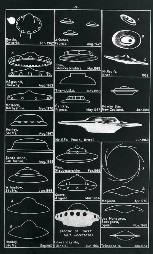 Rysunki UFO z 1969 roku.