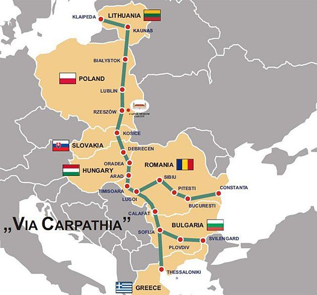 Przebieg trasy Via Carpatia (Via Carpathia)