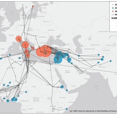 Główne trasy przerzutowe emigrantów ekonomicznych do Europy.