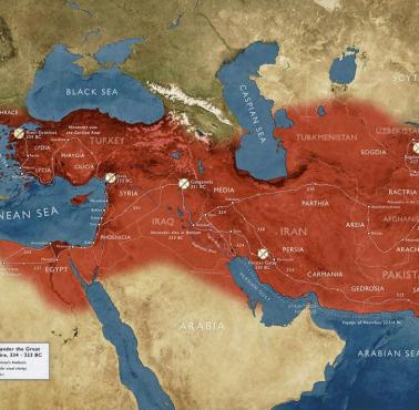 Mapa podbojów Aleksandra Wielkiego 334-323 p.n.e.