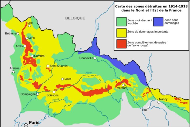 Do dzisiaj nieużytkowane, zniszczone w trakcie I wojny światowej obszary Francji.