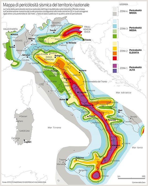 Ryzyko sejsmiczne na terenie Włoch.