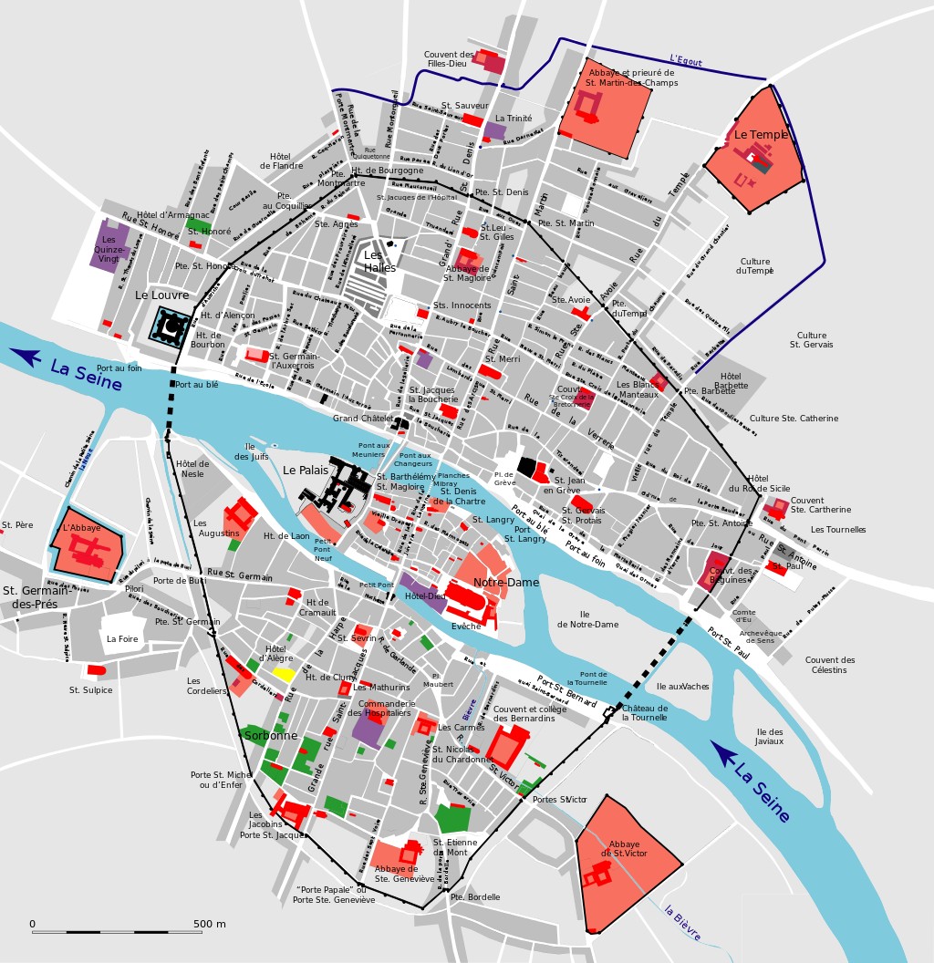 Mapa Paryża z 1300 roku