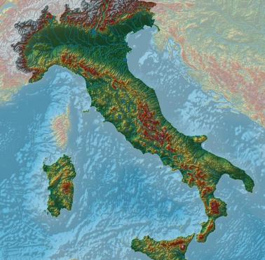 Mapa hipsometryczna Włoch