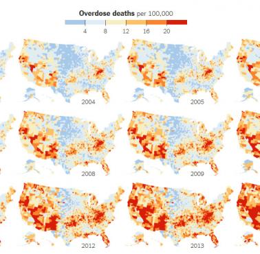 Śmierć w USA z powodu przedawkowania narkotyków, od 2003 - 2014