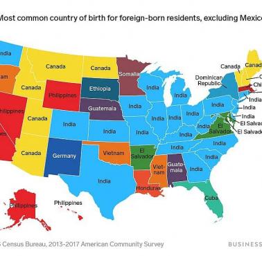 Druga pod względem wielkości mniejszość w poszczególnych stanach USA, 2013-2017