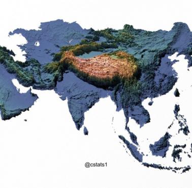 Reliefowa mapa Azji (topograficzna)