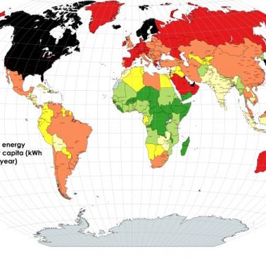 Kraje według zużycia energii elektrycznej na osobę