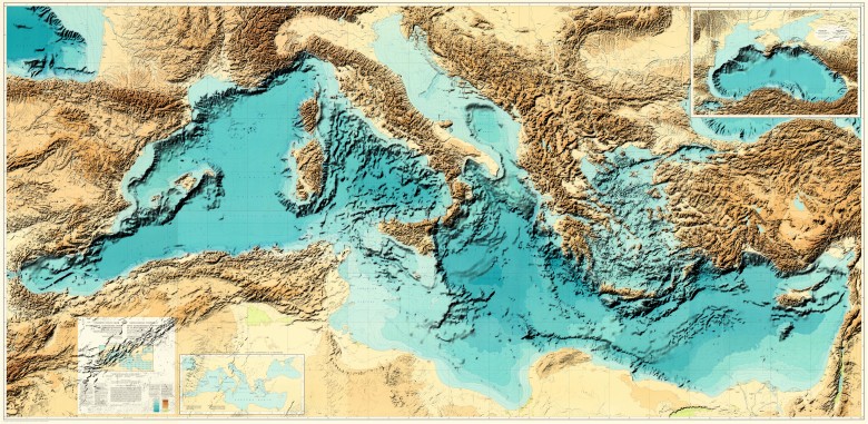 Mapa fizyczna basenu Morza Śródziemnego