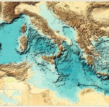 Mapa fizyczna basenu Morza Śródziemnego