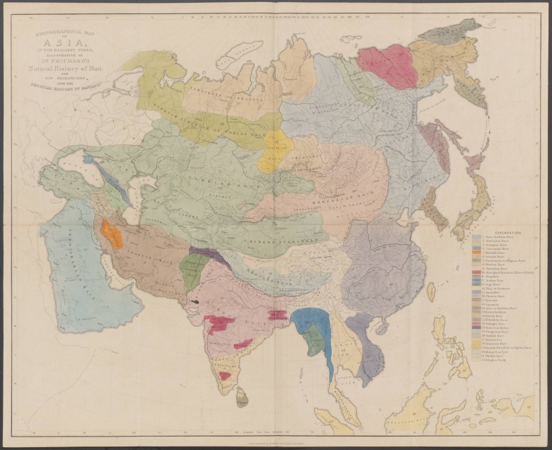 Mapa etniczna Azji z połowy XIX wieku, 1843