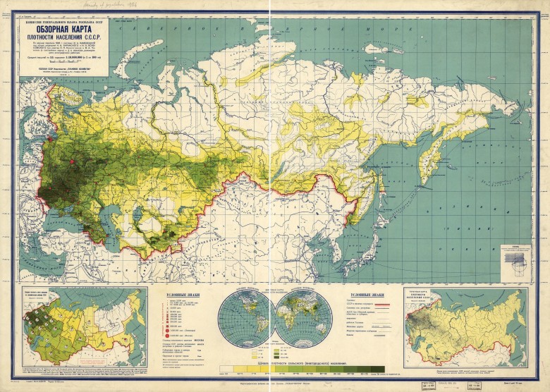 Mapa gęstości zaludnienia Rosji, 1926
