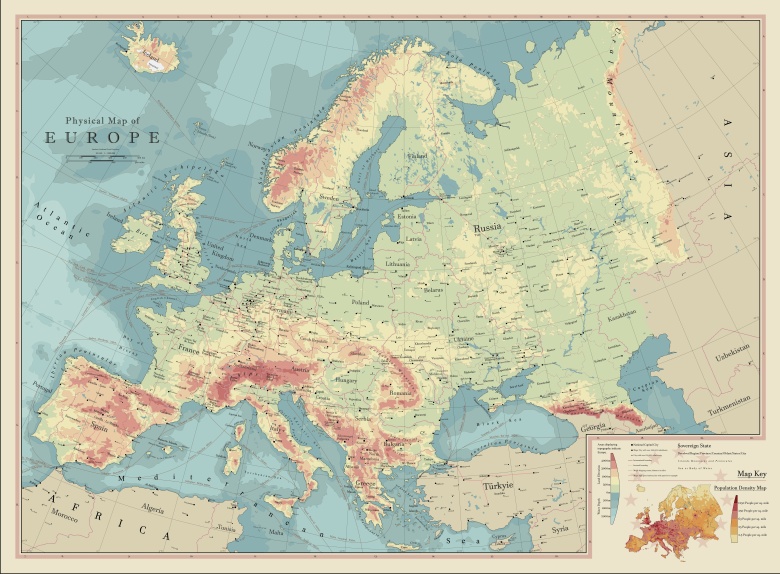 Mapa fizyczna Europy