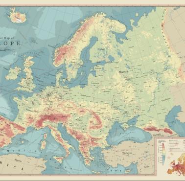 Mapa fizyczna Europy