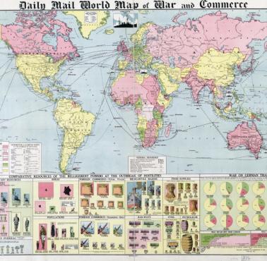 Mapa gospodarcza świata (siłę państw) według brytyjskiego pisma Daily Mail, 2017