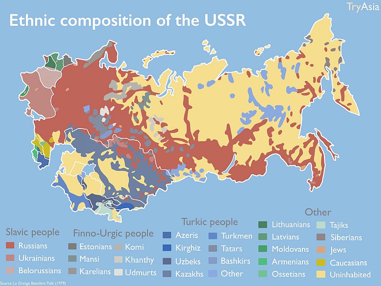 Mapa etniczna ZSRR, 1979