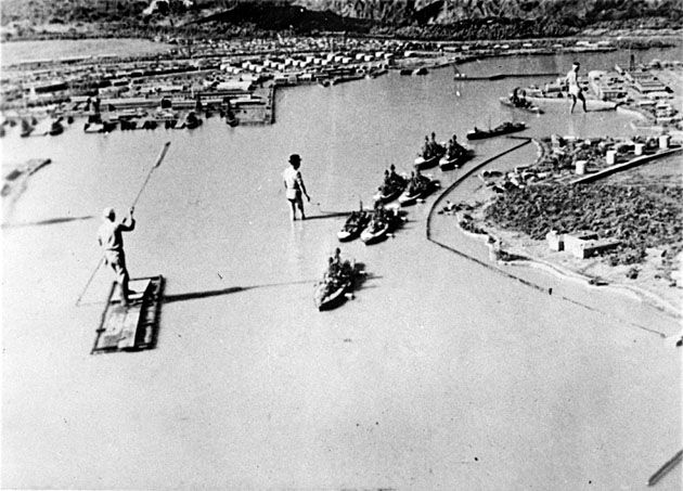 Przygotowana dla japońskich lotników makieta amerykańskiego portu Pearl Harbor.