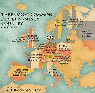 Najpopularniejsze nazwy ulic w Europie.