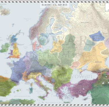 Mapa Europy z 855 roku n.e.
