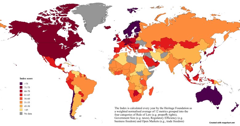 Ranking wolności gospodarczej (Index of economic freedom), Heritage Foundation, 2024