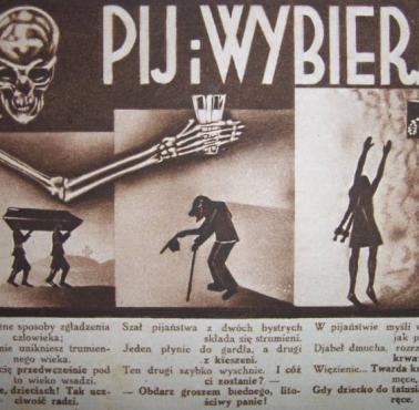 Antyalkoholowy plakat propagandowy z czasów PRL - Pij i wybieraj