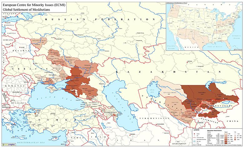Populacja na świecie Turków Meskhetian 