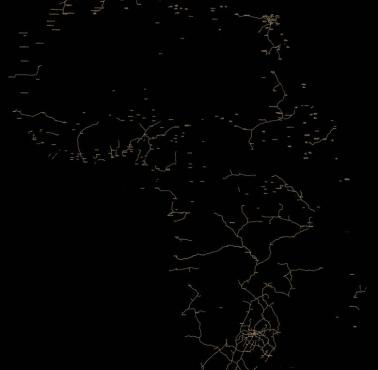 Mapa sieci kolejowej na kontynencie afrykańskim, 2016