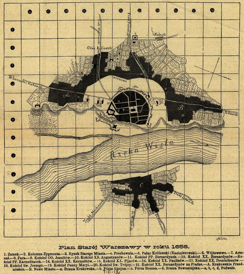 Plan starej Warszawy z 1656 roku