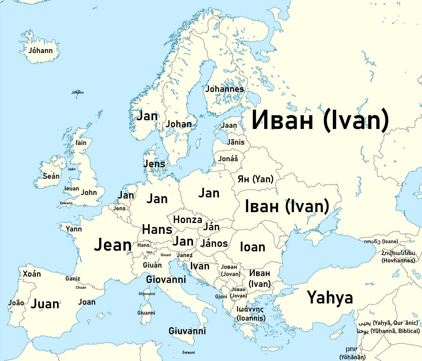 Imię Jan w różnych europejskich językach