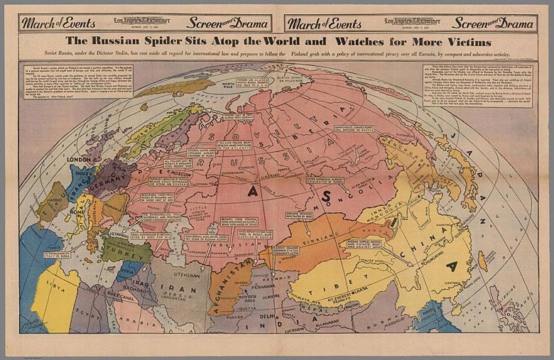 Amerykańska mapa świata z 1940 roku