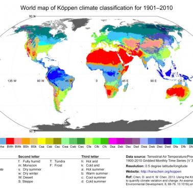 Klasyfikacja klimatów świata w/g Köppena, 1901-2010