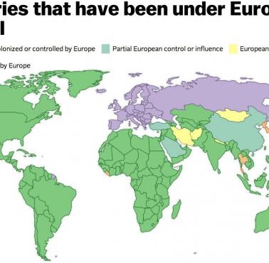 Obszary skolonizowane przez europejskie mocarstwa kolonialne