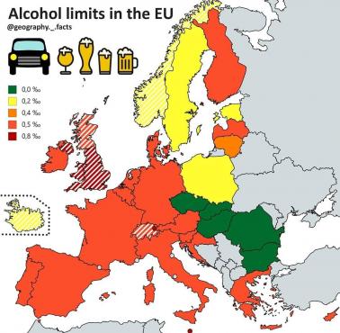Ile można wypić za kółkiem w poszczególnych państwach Europy