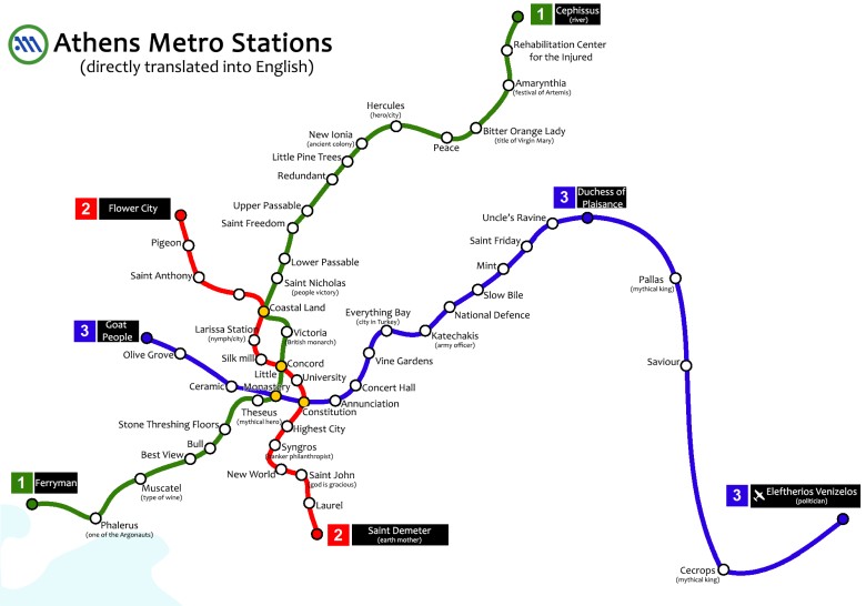 Mapa metra w Atenach