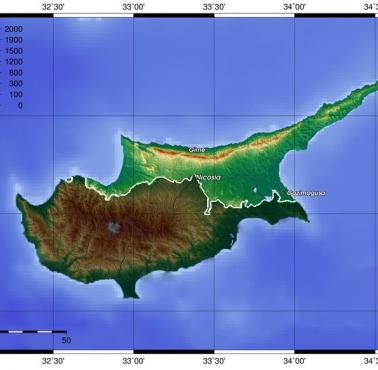 Reliefowa mapa Cypru