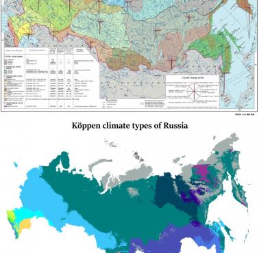 Strefy klimatyczne Rosji wg Köppena i Alisova