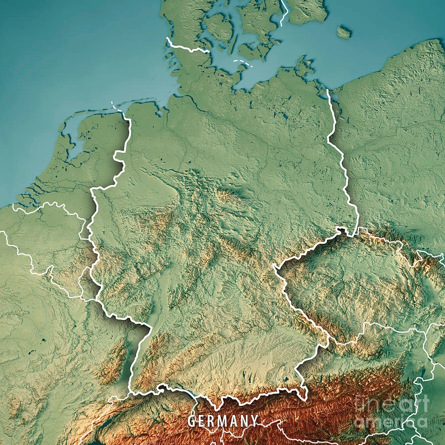 Topograficzna mapa Niemiec