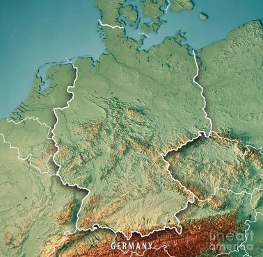 Topograficzna mapa Niemiec