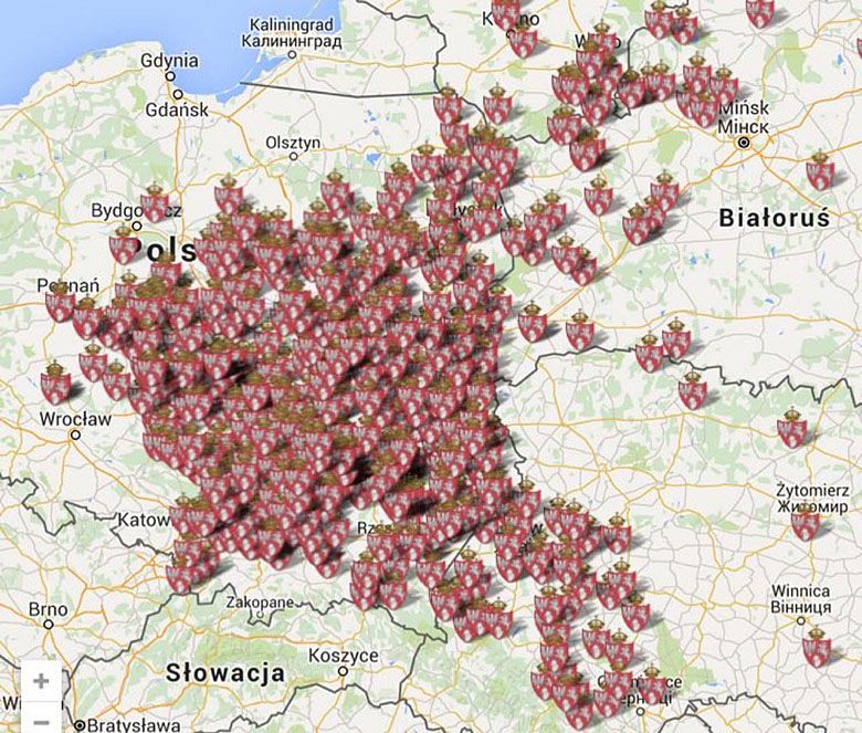 Mapa mogił powstańczych Powstania Styczniowego