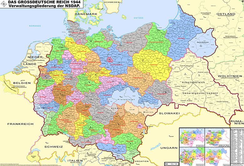 Mapa Wielkich Niemiec w 1943 roku