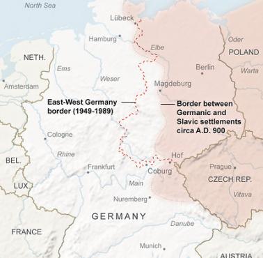 Granica niemiecko-słowiańska w 900 roku n.e.